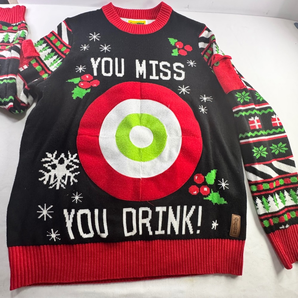 Tipsy Elves Sweater Mens XL Black‎ Ugly Christmas Drinking Game Target Top XL